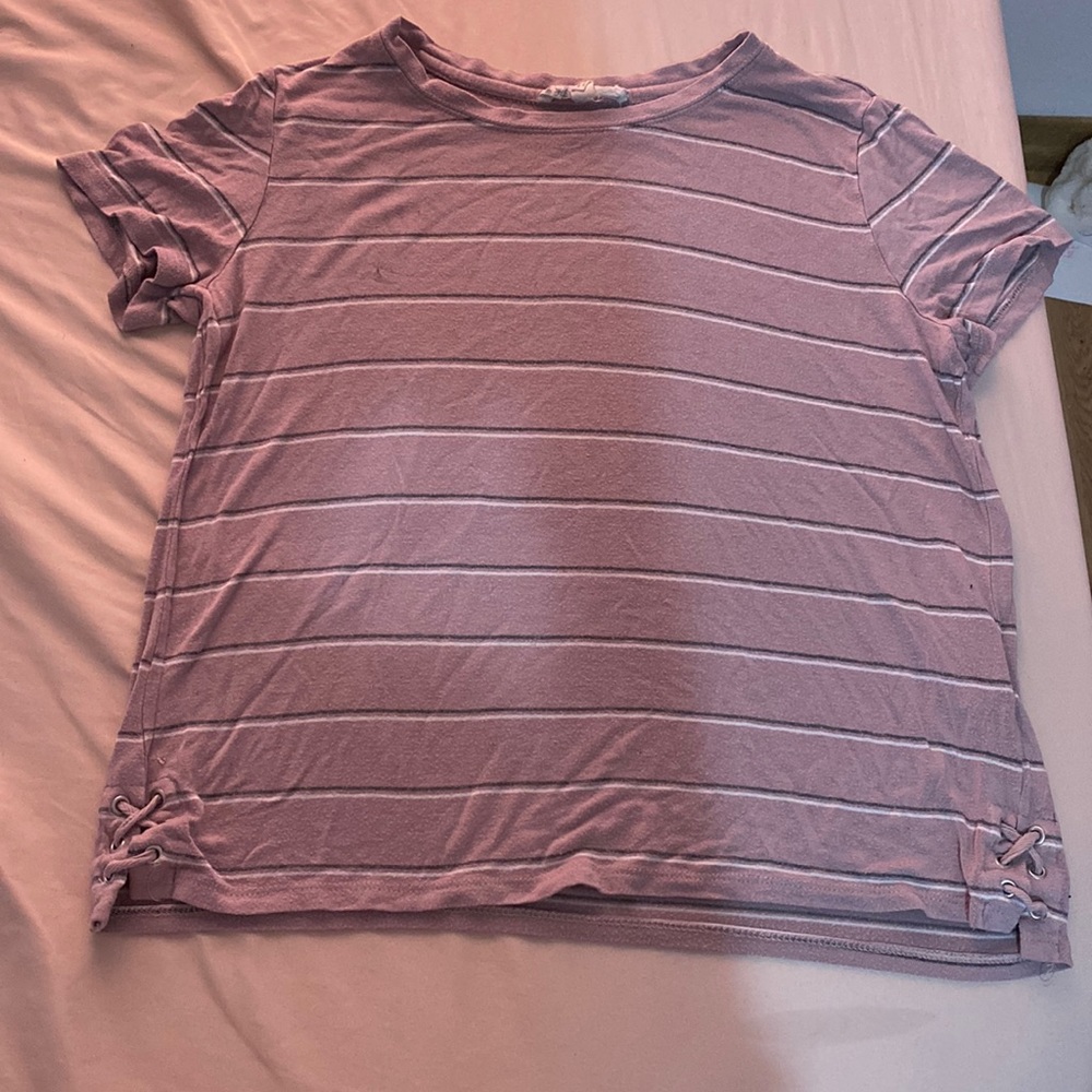 Pink Republic Pink White and Grey Striped Shirt
